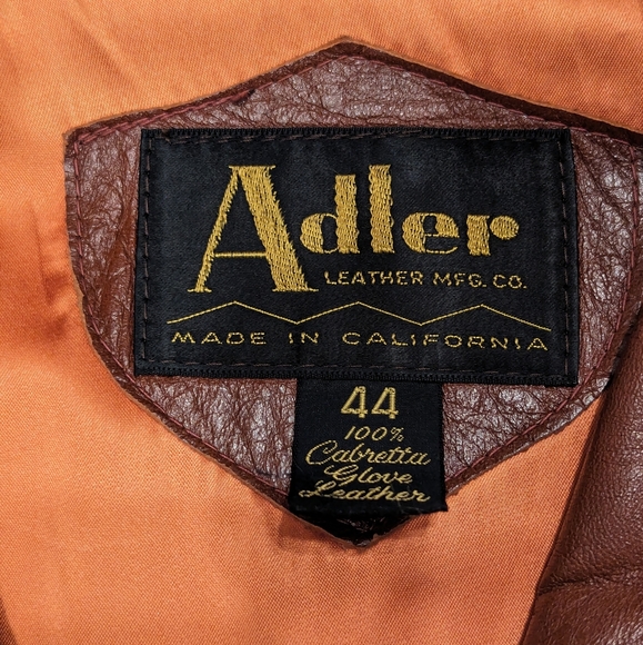 Vintage Brown Leather Jacket By Adler Size 44  Buttons Intact and Original - Picture 4 of 11